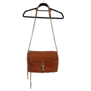 Rebecca Minkoff Mini MAC Nubuck Crossbody Purse Brown Purse Bag Chain Boho Chic
